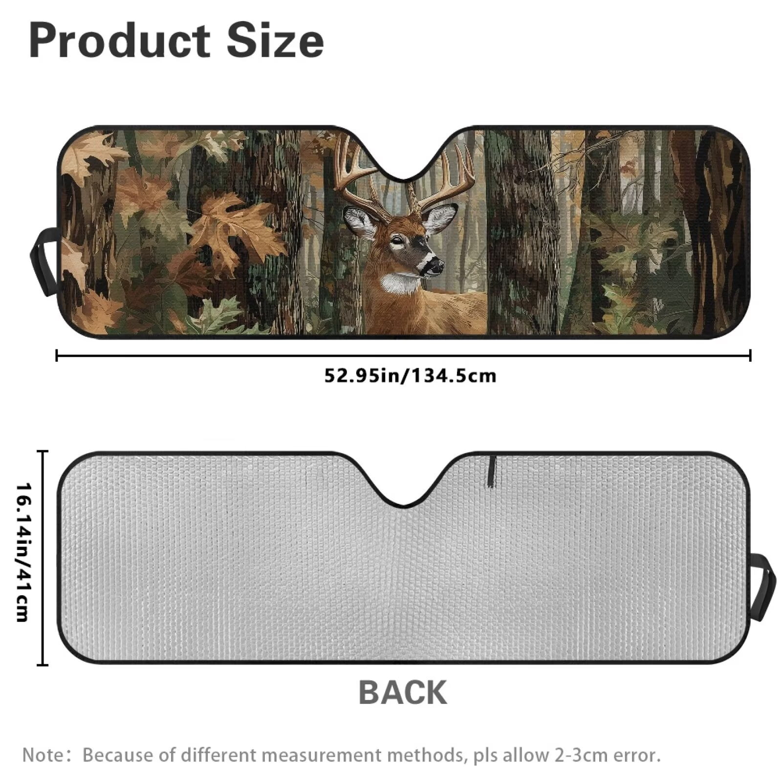 Uorisanigo Windshield Sun Shade Compatible with Jeep Wrangler TJ JK JL &Gladiator JT 2/4 Door Accessories Windshield Cover Camo Hunting Deer Sunshade Sun Blocker Protection Cover