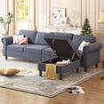thumbnail image 3 of Mjkone Convertible Sectinal Couches with Ottoman,Reversible L Shaped Sofa with Storage,Modern Small Couch Furniture with Chaise, Linen Fabric Rivet Sofa for Apartment/Living Room/Office,Dark Grey, 3 of 9