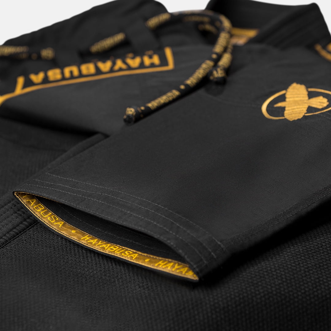 Hayabusa Lightweight Pearl Weave Jiu Jitsu Gi, Black/Gold A4