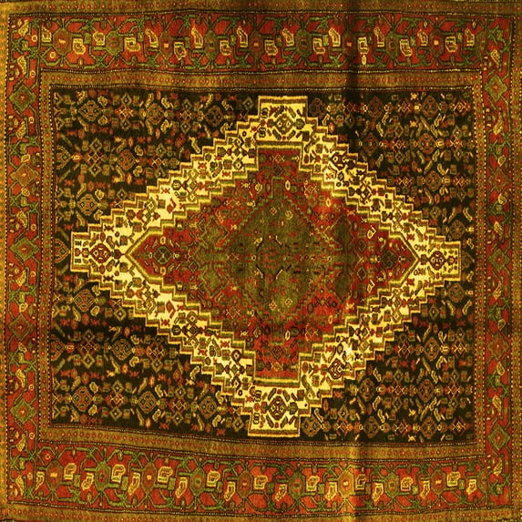 Ahgly Company Indoor Square Persian Yellow Traditional Area Rugs, 4' Square