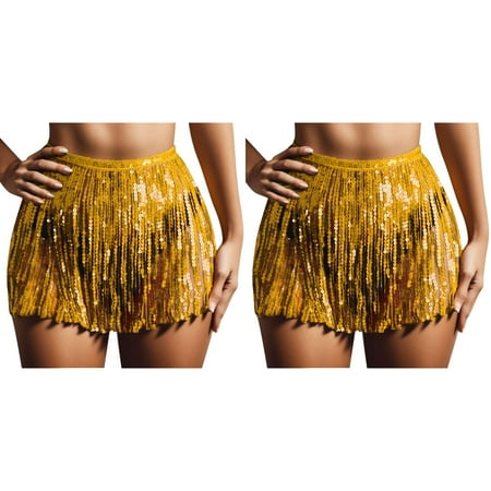 (2-Pack) Rinsvye Women Short Sequin Fringe Long Bathing Suit Cover Ups for Women Cover Up Skirt Beach Swim Cover Up for Women Pants Wrap Bikini Shiny Wraps The Cover Up Cover Ups for Swimwear