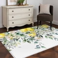 thumbnail image 4 of Non-Slip Rug Pad Rugs Spring Watercolor Lemon Flower Rectangle Area Rugs 3x5Ft Soft Carpet Pads for Living Room Kids Room, Green Leaves Floral on White, 4 of 9