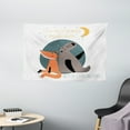 thumbnail image 1 of I Love You Tapestry, Bear and Fox in Love Counting Stars at Night Animal Birthday Print, Wall Hanging for Bedroom Living Room Dorm Decor, 60W X 40L Inches, Orange Slate Blue Grey, by Ambesonne, 1 of 2
