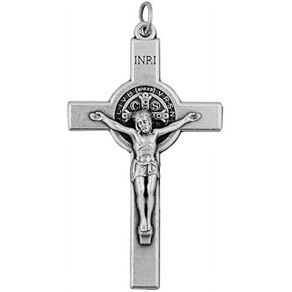 2" St. Benedict Crucifix Pendant with Silver-Tone Finish