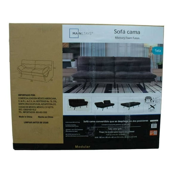Sofá Cama Mainstays Convertivle Desplegable en 2 Posiciones Gris