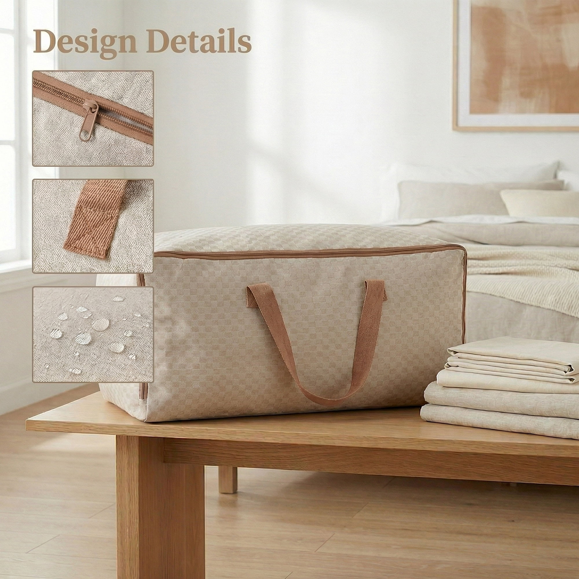 Unique Bargains Storage Floral Moving Bags for Organizing Clothing Brown 27.6"x19.7"x9.8"