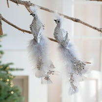 CxhicLuv Christmas Faux Feather Birds, Colorful Decorative Birds for Tree & Holiday Décor, Clip-On Christmas Ornaments, Indoor/Outdoor Christmas Decorations, Set of 2, Festive Decor