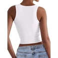 thumbnail image 3 of Women'S Square Neck Sleeveless Double-Layer Tank Tops Basic Tight T Shirts White S, 3 of 7
