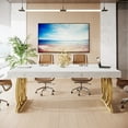 thumbnail image 6 of Tribesigns 5 ft Conference Table for 4 to 6, 63-inch Rectangle Meeting Table Modern Computer Desk with Metal Base, White and Gold, 6 of 10