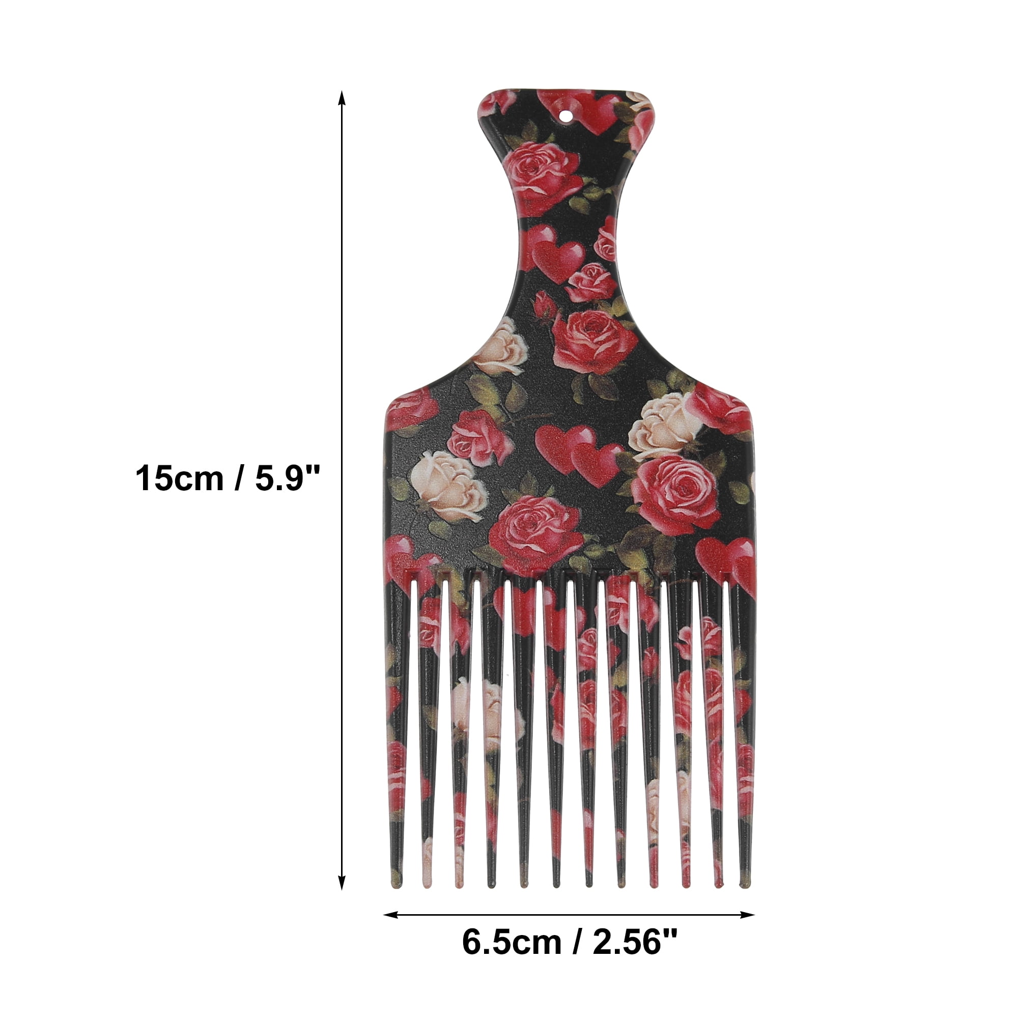 Unique Bargains Wide Tooth Afro Hair Pick Comb Hair Styling Tool for Men Plastic Flower M