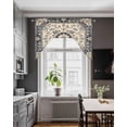 thumbnail image 3 of Boho Navy Blue Brown Swag Valances for Windows, Small Curtains Drapes, Southwestern Retro Geometric Kitchen Window Curtains Over Sink Rod Pocket Window Treatment Valance for Bedroom/Bathroom 56"x36", 3 of 5