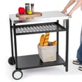 thumbnail image 2 of OuterMust Outdoor Three-Shelf  Grill Cart Moveable Pizza Oven and Food Prep Table with Wheels, Silver & Black, 2 of 7