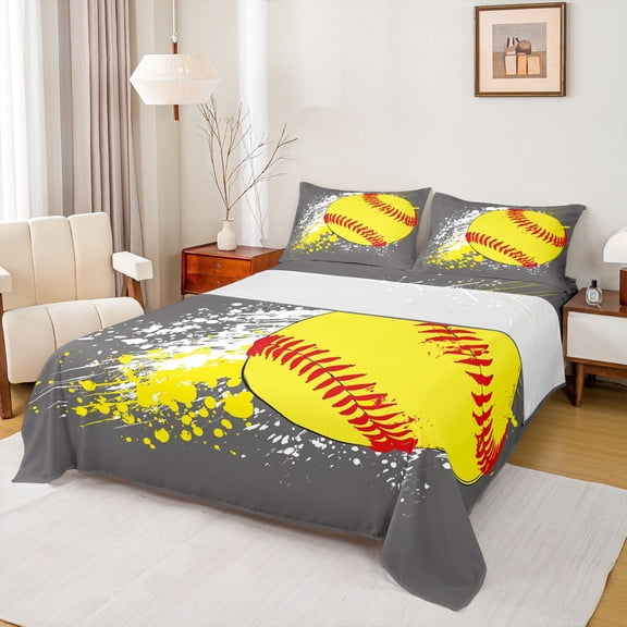 Castle Fairy Boys Girls Baseball Gamer Twin Sheet Sets,Graffiti Splash Bedding