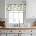 thumbnail image 3 of Sage Green Spring Floral Valance Curtains for Kitchen/Living Room/Bathroom/Bedroom Window, Rod Pocket Small Topper Half Short Window Curtains Voile Sheer Scarf, Summer Botanical Farmhouse 54"x18", 3 of 8