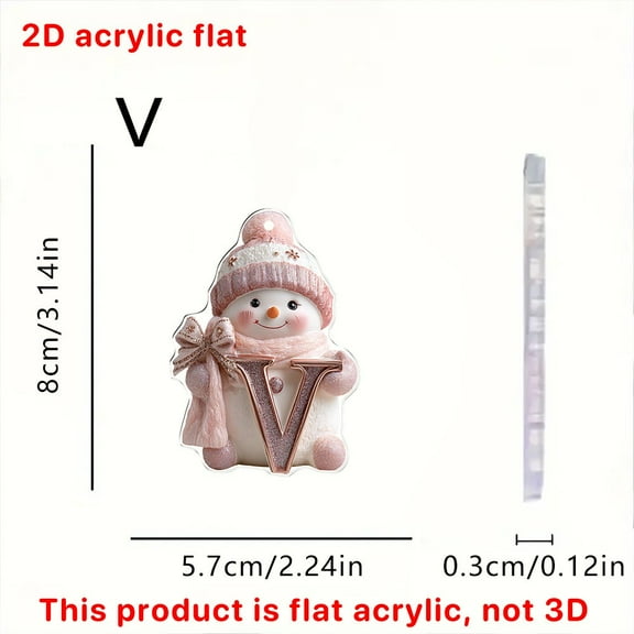 chaungfeng 3.14 Inches 2D Flat Acrylic Christmas Pendant, 26 Letters Personalized Snowman Ornament, Tree Hanging Decor, for Tree, Party, Festival Display, Gift Giving, Car Rearview