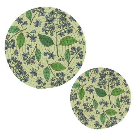 

Dichroa Plant Leaves Pot Holders Set Trivets Hot Pads Cotton Mats for Cooking