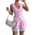 thumbnail image 2 of Women'S Summer 2 Piece Outfits High Waisted Short Sets Vest Pink S, 2 of 9