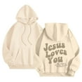 thumbnail image 3 of SIYUDAN Hoodies For Women Jesus Loves You Hooded Sweatshirts Graphic Letter Print Sweatshirt Oversized Pullover Hoodie Womens Winter Tops Casual Wear, 3 of 4