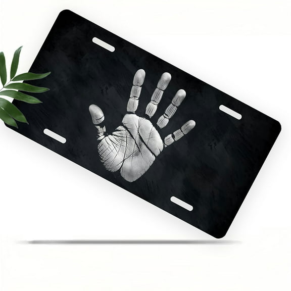 License Plate, Handprint on Dark Background Decorative Front,Personalized Stainless Steel License Plate Cover For Men Women,12.2" X 6.2"
