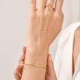 thumbnail image 6 of VNOX Stainless Steel 18K Gold Plated Heart Ring Cuff Bracelet with Chain for Valentine's Gift, 6 of 7