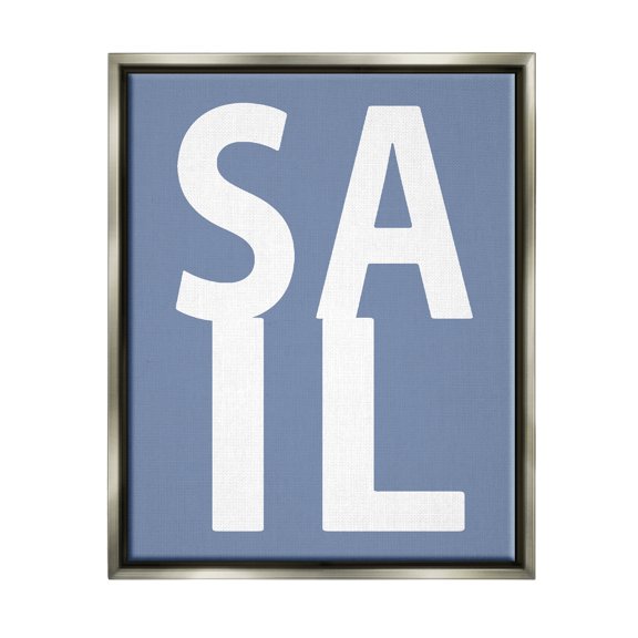 Stupell Industries Nautical Sail Text Nature Painting Gray Floater Framed Canvas Art Print Wall Art, 17 x 21