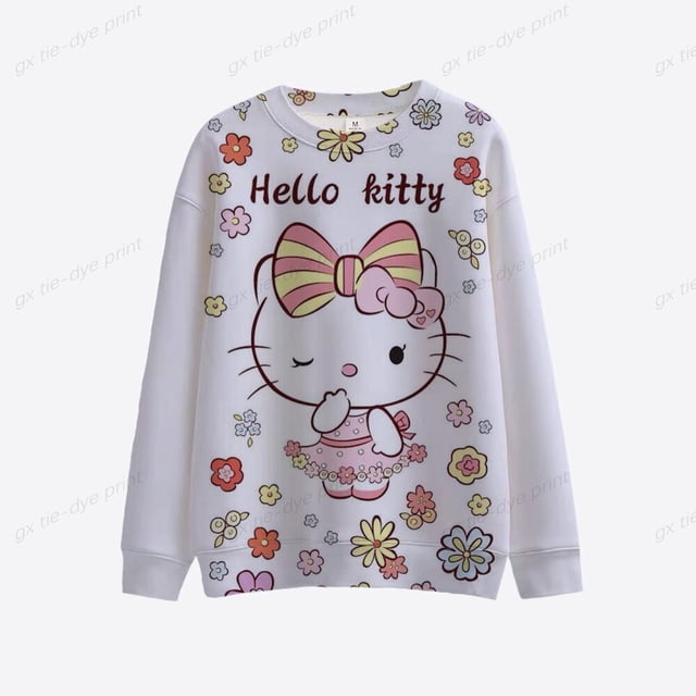 Sudadera de Hello Kitty para mujer, suéter informal de dibujos animados, ropa de primavera, Otoño e Invierno