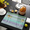 thumbnail image 3 of Purple Green Boho Placemats Set of 6, Vintage Ethnic Tribe Abstract Art Placemats for Dining Table, Place Mats for Kitchen Tabletop, Waterproof Wipeable Dining Table Mats Set, 3 of 9