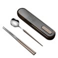 thumbnail image 1 of POINTERTECK Travel Utensils Set Stainless Steel Spoon/Chopsticks/Fork with Holder Case Housewarming Gift, 1 of 4