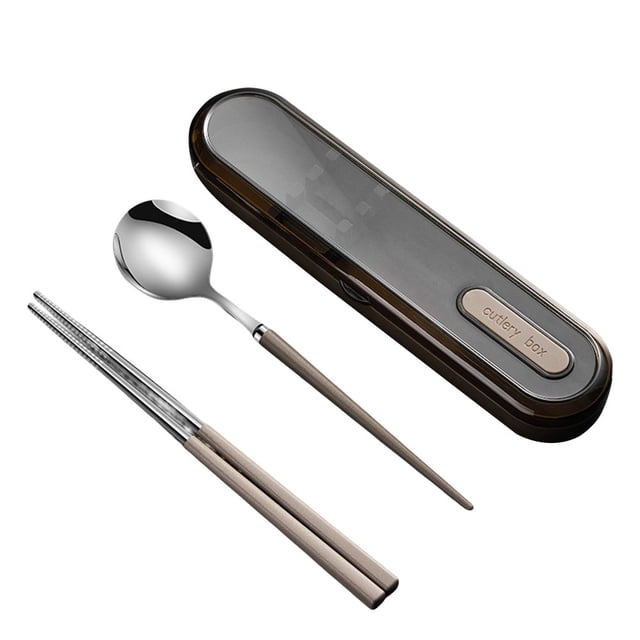 POINTERTECK Travel Utensils Set Stainless Steel Spoon/Chopsticks/Fork with Holder Case Housewarming Gift