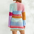 thumbnail image 5 of Women Mini Bodycon Dress Cutout Knitted Contrast Color Stripe Long Sleeve Dress, 5 of 9