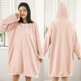 thumbnail image 2 of LIBRCLO Womens Long Robes Hooded Solid Color Long Sleeve Pajamas Casual Plush Fleece Loose Fit Loungewear, 2 of 4