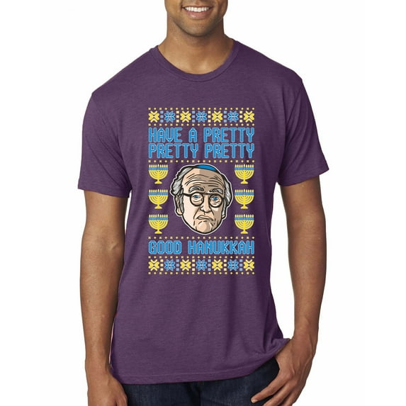 Wild Bobby, Have a Pretty Pretty Pretty Good Hanukkah Curb Larry, Hanukkah, Men Premium Tri Blend Tee, Vintage Purple, X-Large