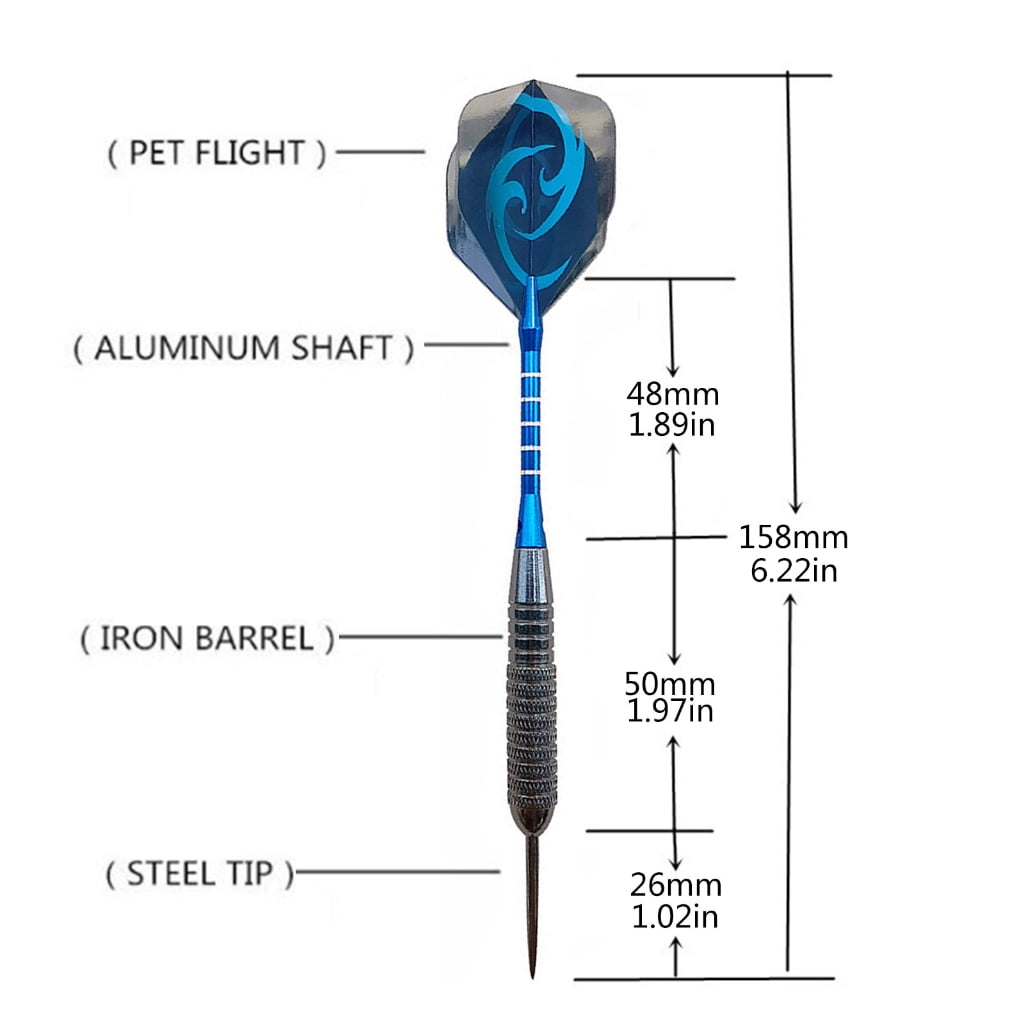 Set of 12 Pieces Steel Tip Darts, Not Easy to Break and Bend Professional 22g Steel Tip Darts with Aluminum Alloy Shaft