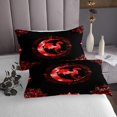 thumbnail image 3 of Erosebridal Ensemble de Couvre-Lit Dragon Ancien Rouge Taille Simple pour Garçons, Courtepointe Fleur Mandala Rétro, Rouge Noir, Respirant, 2 Pcs, 3 of 5