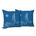 thumbnail image 6 of Ambesonne Blue Throw Pillow Cover 2 Pack, Sail Boat Ship, 20", Violet Blue, 6 of 6