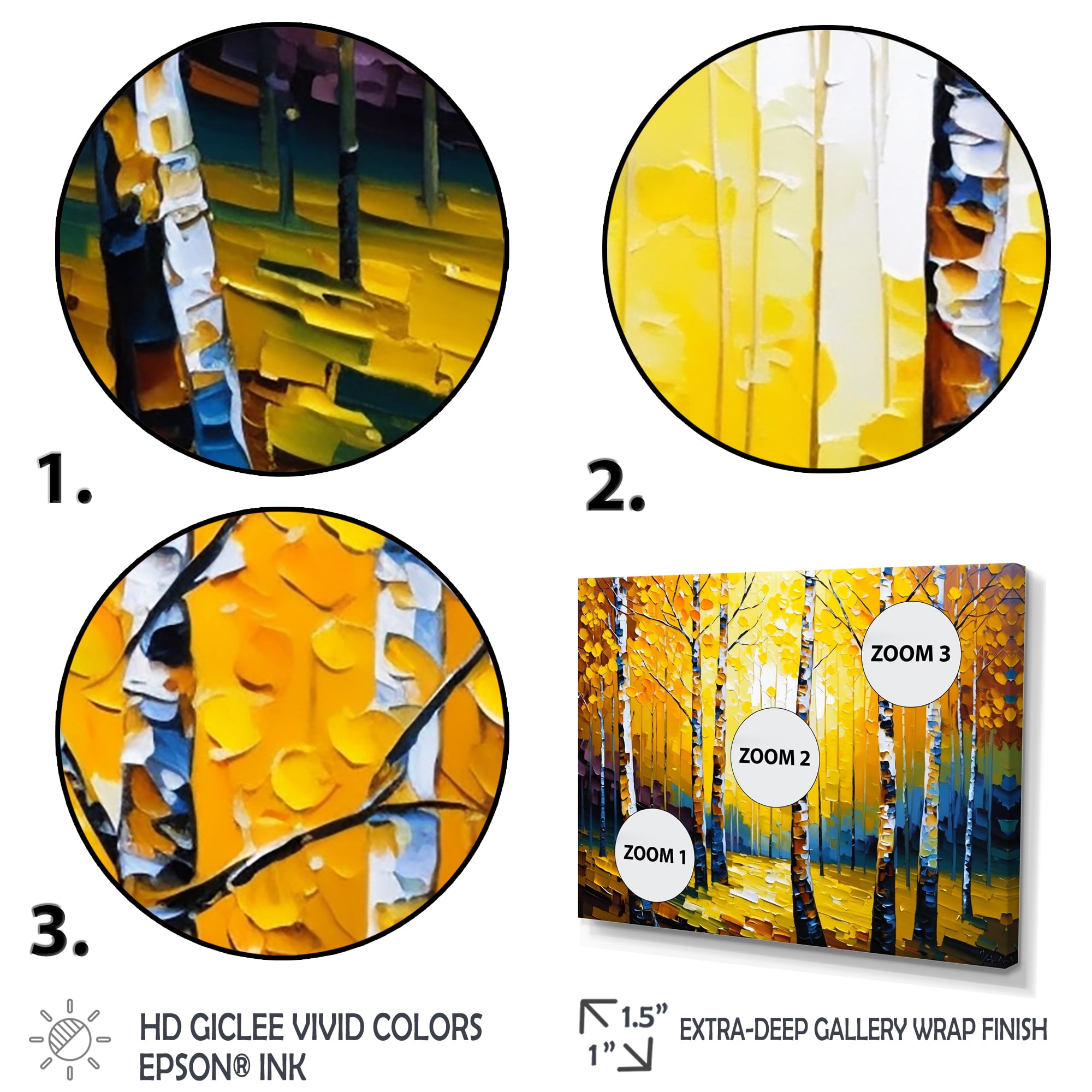 Designart Golden Birch Woods I Canvas Wall Art