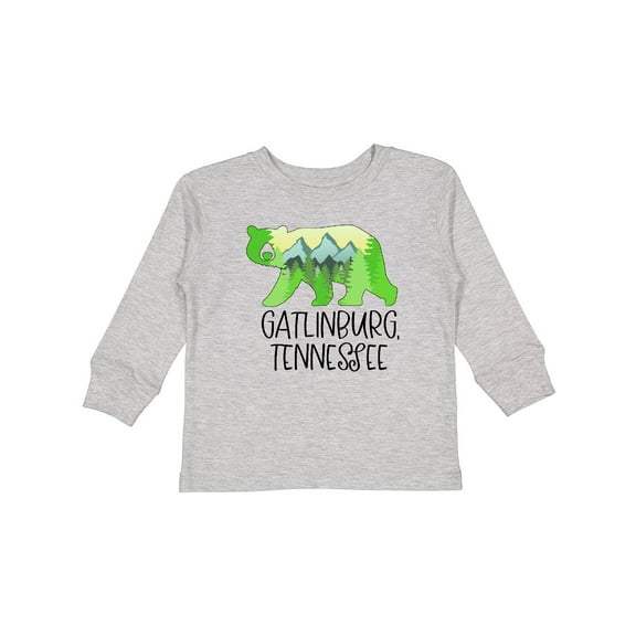 Inktastic Gatlinburg, Tennessee Mountains and Bear Shape Boys or Girls Long Sleeve Toddler T-Shirt