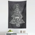 thumbnail image 1 of Eat Drink Be Merry Tapestry, Christmas Pine Tree Ornamet on Chalkboard Background Print, Fabric Wall Hanging Decor for Bedroom Living Room Dorm, 5 Sizes, Grey and Coconut, by Ambesonne, 1 of 1