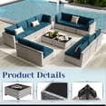thumbnail image 5 of KIGOTY 7 Piece Outdoor Patio Furniture, Wicker Rattan Outdoor Conversation Set Sectional Sofas for Backyard, Garden, Gray-White Peacock Blue, 5 of 9