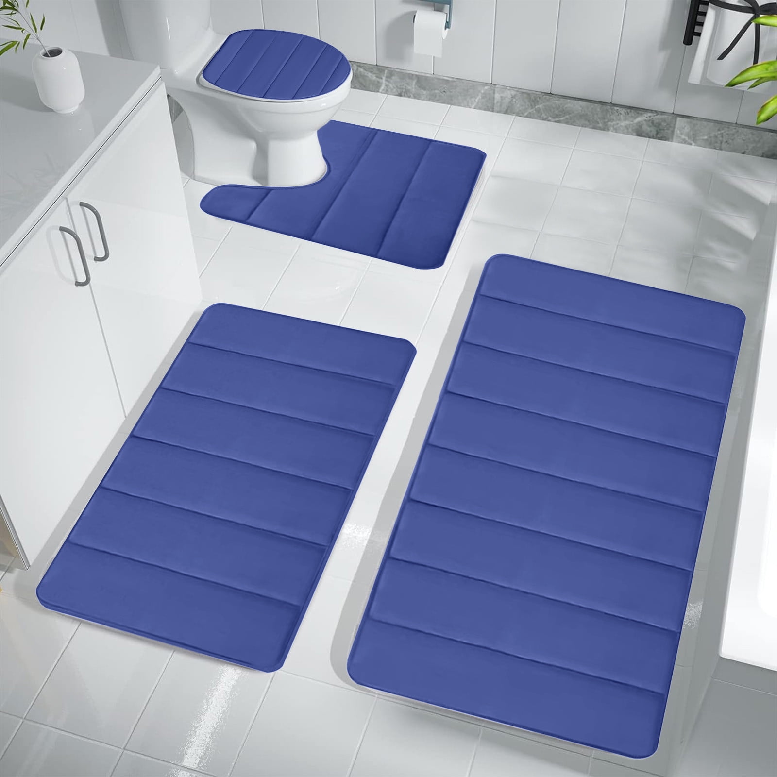 Dmlowu Bathroom Rug Set 4pc Soft Thick Bathroom Rugs Quicker Dry Non Slip Bath Mats for Bathroom Luxury Comfortable Shower Mat for Home Hotel