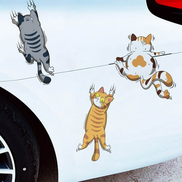 Agiferg Chats mignons dessin animé décalcomanie voiture autocollants  autocollant réfléchissant chats autocollant décoratif autocollant pour  voiture vélo électrique Scooter 3 pièces 