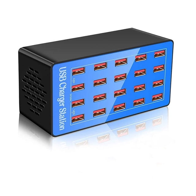 USB Charger USB Charging Station,Charging Station For Multiple Devices Fast Charge With LCD Screen Digital Display For Phone Tablets Smartphones ,Easy to Use