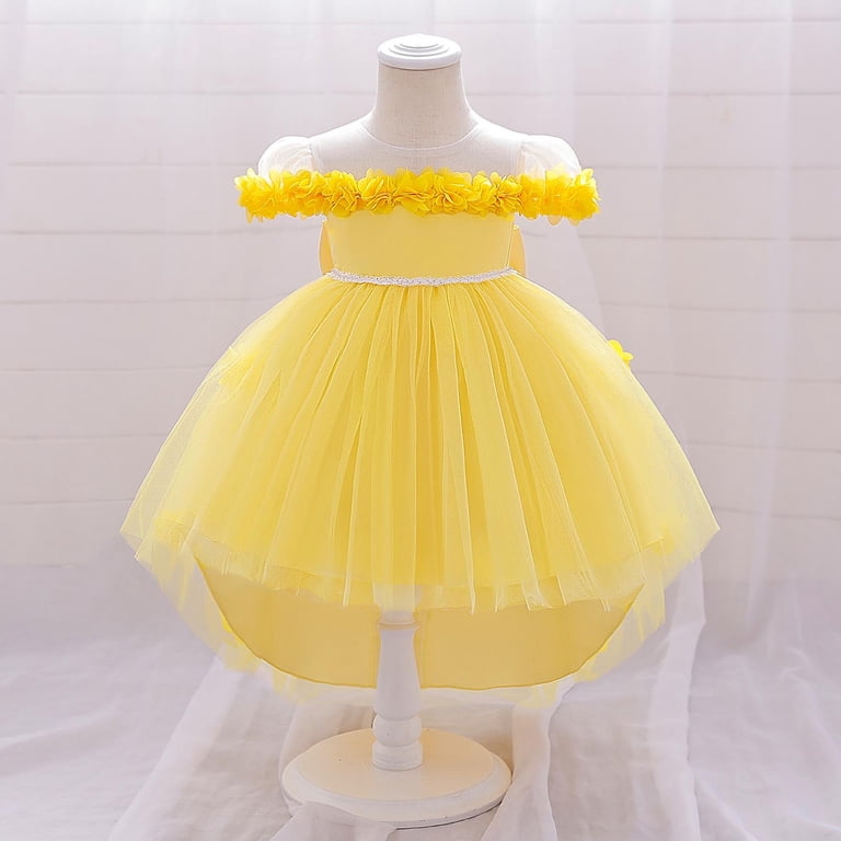 TEAJOPSUU 6M-3Y Girls Tutu Skirt Puff Short Sleeved Tulle Dress Fluffy  Dance Dress Printed Princess Dress for Kids I-Yellow - Walmart.com