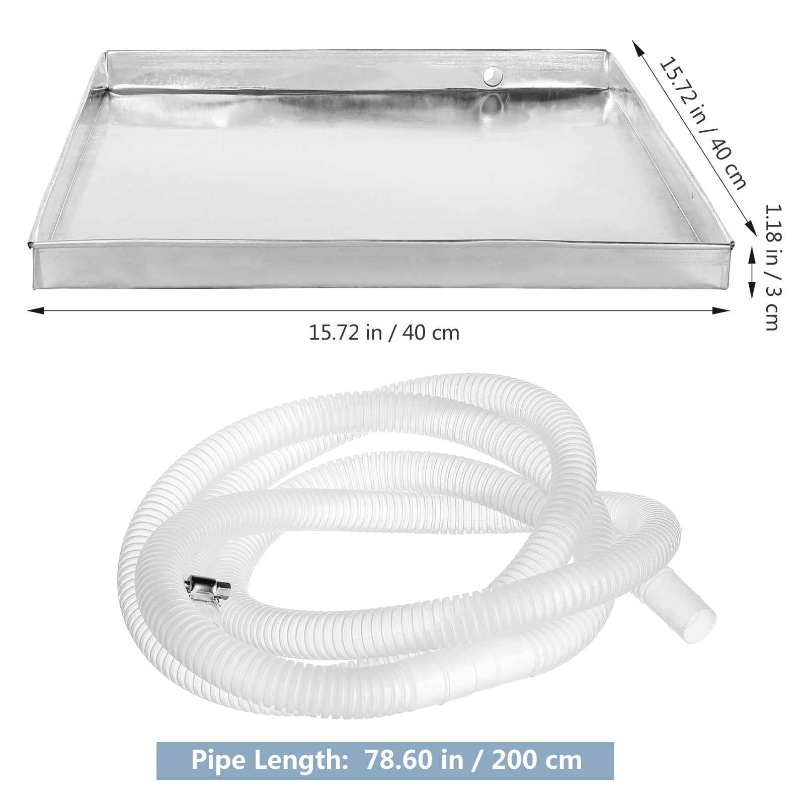 HONMEET 1Set Leakproof Air Conditioning Drain Pan in Plated Silver with Built in Drain Outlet for Reliable Water Collection