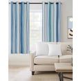thumbnail image 2 of Blue Teal Striped Blackout Curtains for Bedroom/Living Room, Thermal Insulated Kitchen Curtains, Farmhouse Stripes Modern Art Grommet Darkening Window Treatment Drapes 27.5"x39"x2, 2 of 8
