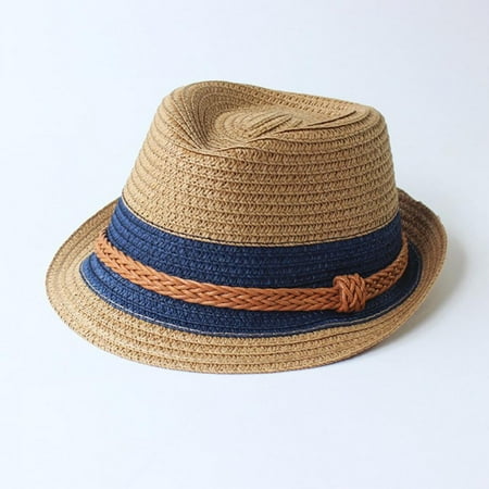 

Promotion!Baby Girls Boy Kids Children Fedora Summer Sun Hats Jazz Cap Beach Outdoor Straw Sun Protection Hat