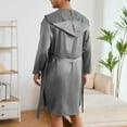 thumbnail image 3 of Defitshape Men's 2 Piece Pajama Set Satin Hooded Robe Boxer Shorts Sleepwear Fall Pj Comfy Soft Thin Silk Sleepwear Bath House Spring Cool Lounge Set Silver Grey Medium, 3 of 5