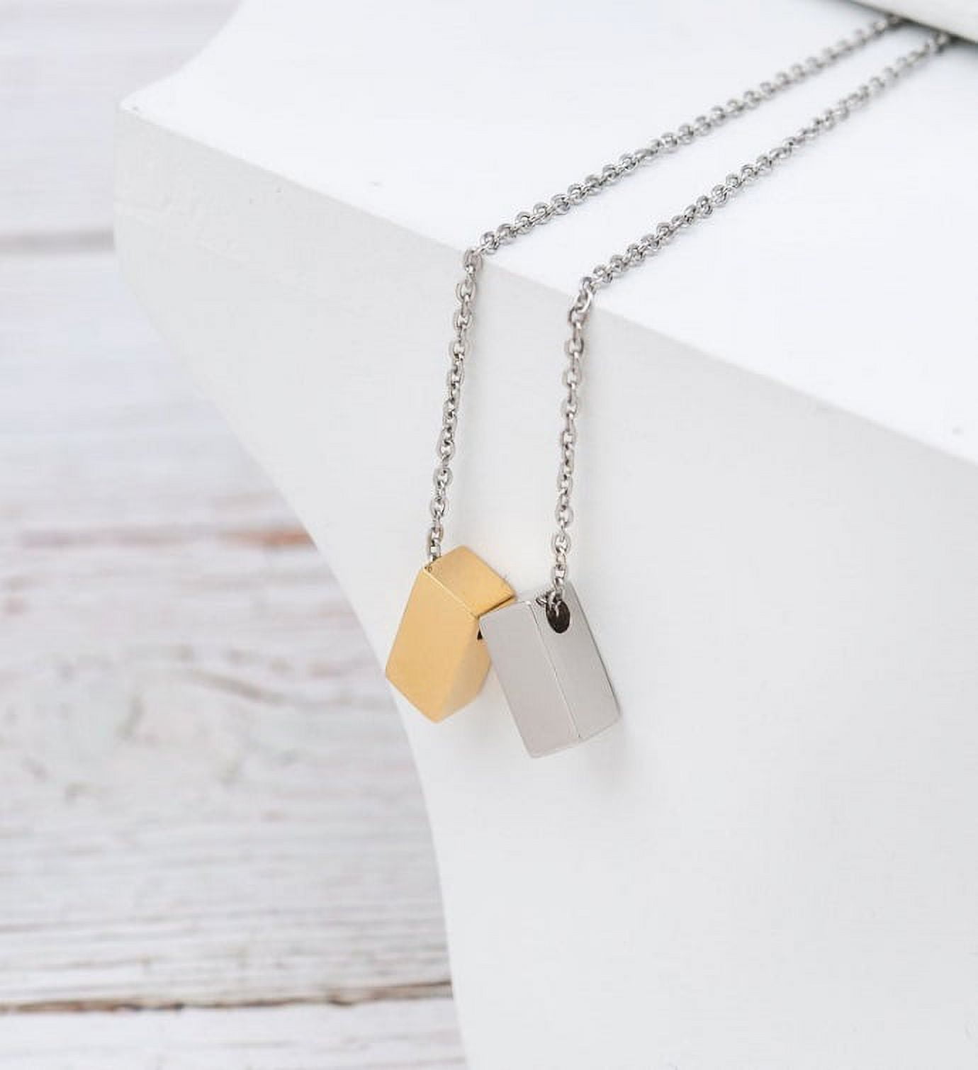 To The Best Mother Mother's Day Gift, Gift for Her, Gift for Her, Mother's Day Jewelry with Card, Card and Necklace Set for Mother's Day, Gift for Mom [Silver-Gold Cube, No-Personalized Card]