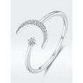 thumbnail image 3 of 1pc Moon And Star Adjustable Ring For Women S925 Sterling Silver Trendy Fine Jewelry Gift, 3 of 5