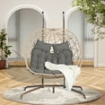 thumbnail image 5 of Aukfa Double Swing Egg Chair with Stand 2 Person Indoor Outdoor Wicker Loveseat with Cushions, Gray, 5 of 10